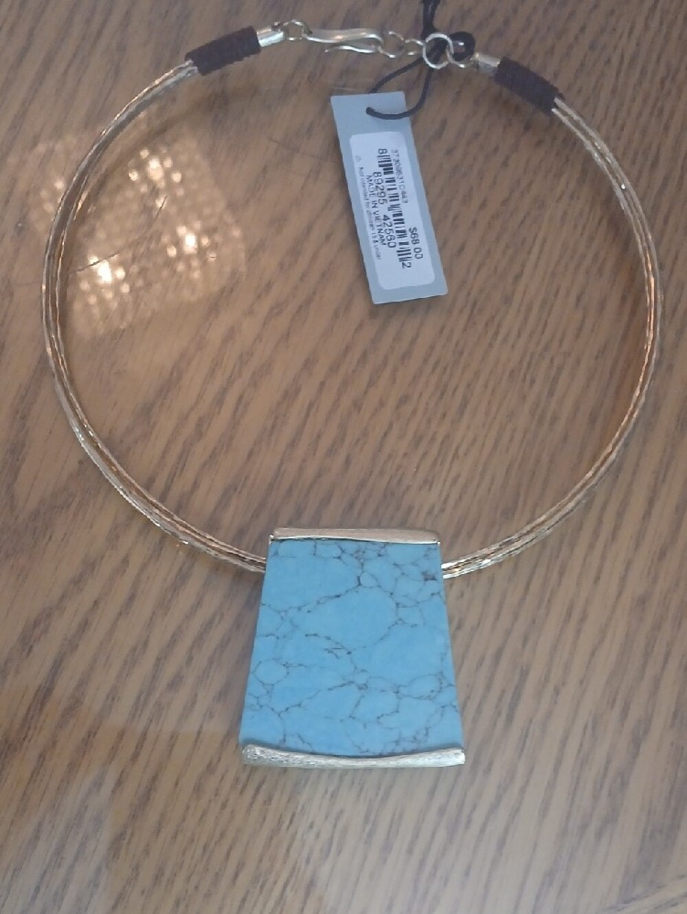 NWTs Robert Lee Morris Gold-Tone Collar Necklace with Turquoise Pendant Soho - Picture 10 of 12
